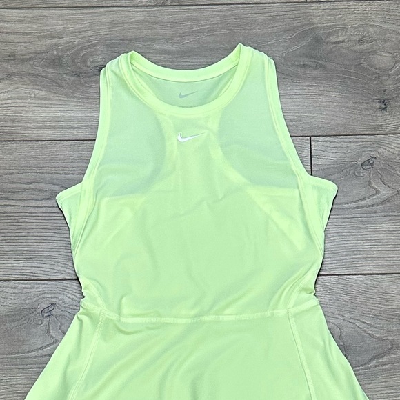 Nike Victory Summer Tennis Mini Dress Volt Lime Yellow Racerback Size XS - Picture 5 of 10